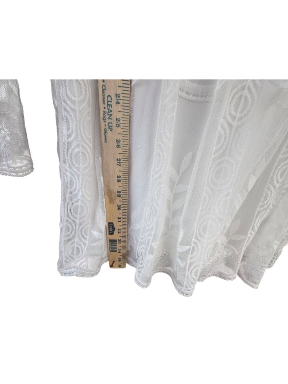 Southern Fried Chics Medium White Lace V-Neck Dress Bell Sleeves & Embroidered - Picture 12 of 14